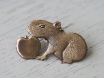 Capybara pup and apple pins